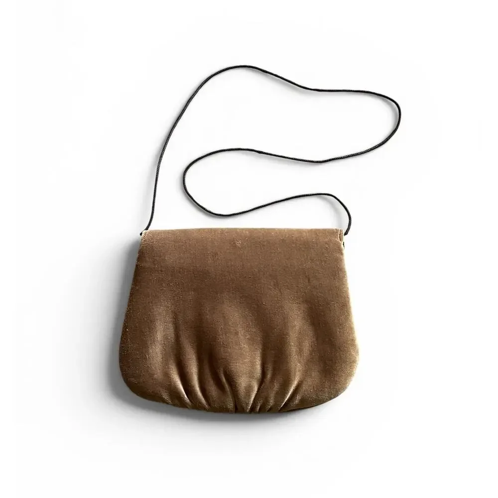 Vintage 1960s HL Harry Levine Small Brown Velvet Handbag Clutch